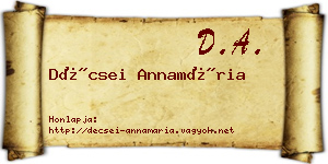 Décsei Annamária névjegykártya